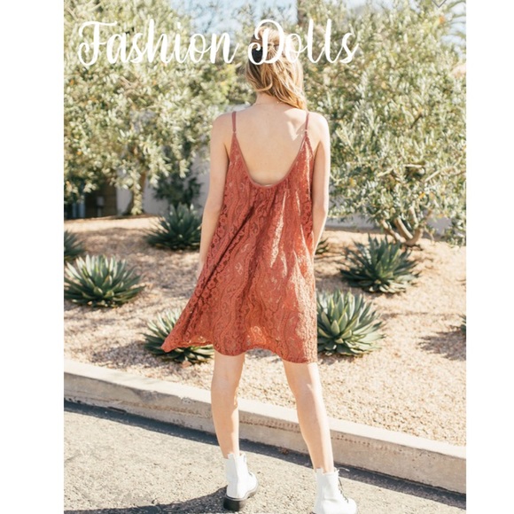 S-L Love Stitch Sunset Rosewood Swing Dress New - Picture 5 of 6